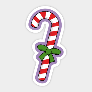 Candy Cane with Green Ribbon Sticker